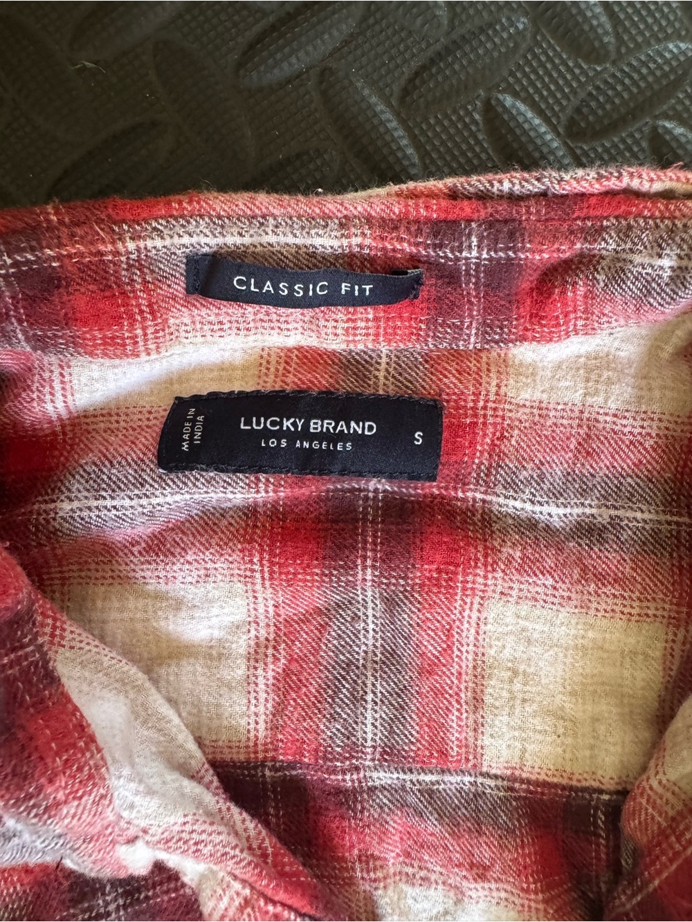 Gender neutral adult small Lucky Brand Red & Blue Plaid flannel shirt bundle - Picture 3 of 7